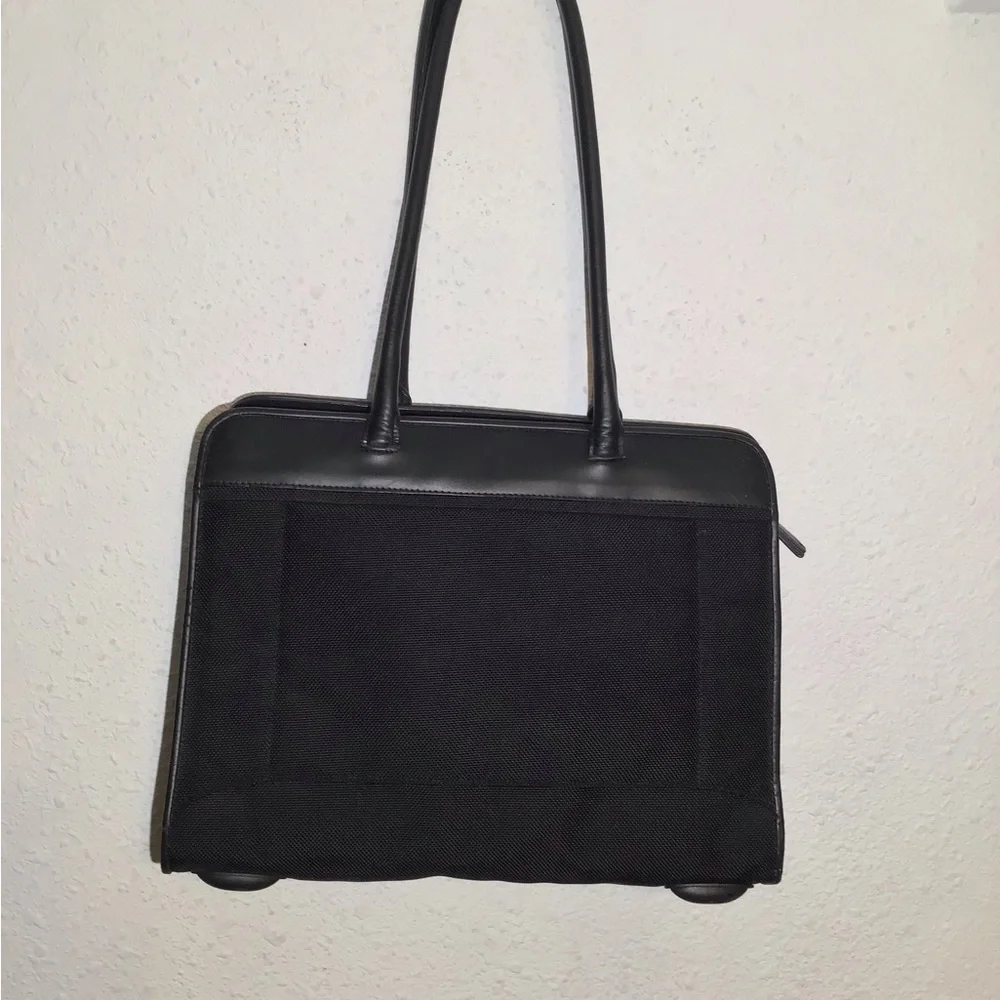 Bric’s black nylon/leather laptop shoulder bag